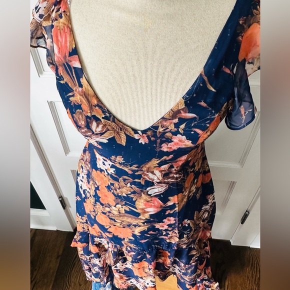 Floral High-Low Maxi Dress - Elegant & Flowy | Ruffled Special Occasion - Picture 11 of 13